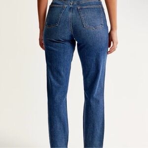 Abercrombie & Fitch Mom High Rise Raw Edge Straight Leg Jeans